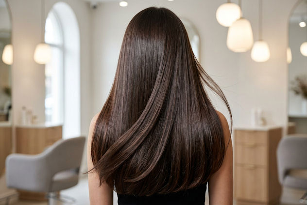 Woman in salon havin hair gloss Gloucester